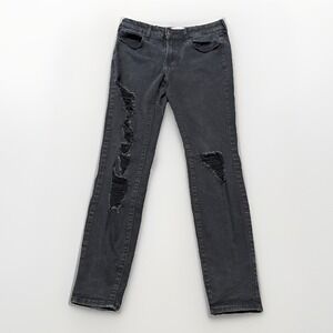 So Jeans Womens Size 9/29w Black Denim Stretch Distressed Skinny‎ 31x27.5